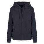 Sweat  capuche zipp femme - build your brand - basique - navy - manches longues - col capuche