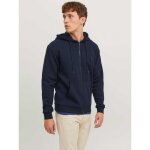 Jack & jones sweat � capuche zipp� bleu - mixte manches longues coupe d�contract�e