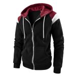 Sweat  capuche zipp patchwork homme - mobigarlan - noir - manches longues - col capuche