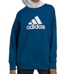 Sweat femme adidas fi bos crew - bleu - coupe classique - col rond - manches longues