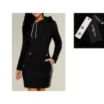 Sweat femmes - funmoon - finddress - robe pull hiver - long avec capuche - manches longues