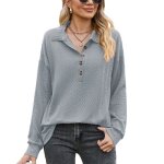 Sweat femme insfity - col revers manches longues - gris bleu