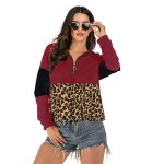Sweat femme � manches longues en capuchonn� de marque sweat - shirt imprim� l�opard pull femme fashion ...