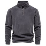 Sweat homme automne et hiver vitata - col montant zippé - couleur unie - gris Sweat homme automne et hiver vitata - col montant zippé - couleur unie - gris