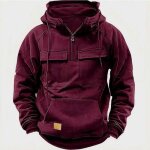 Sweat homme  capuche regular fit automne hiver casual sweat - shirt multi poches couleur unie - taille ...