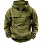 Sweat homme  capuche regular fit automne hiver casual sweat - shirt multi poches couleur unie - taille ...