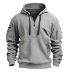 Sweat homme insfity - automne hiver - gris clair - col capuche - multi poches