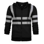 Sweat homme r�fl�chissant pull zipp� � capuche grande taille leoclotho - noir - manches longues - col ...