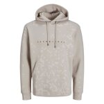 Sweat - jack & jones - col  capuche - coton mlang - beige