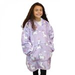 Sweat plaid � capuche couverture pull - sherpa et flanelle - enfant - licorne - vivezen
