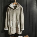 Sweat plaid polaire - today - manches longues et poche - 70 x 87 cm - beige