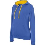 Sweat - shirt  capuche contraste femme kariban - bleu / jaune