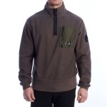 Sweat - shirt demi - zipp coupe rgulire pour hommes ymf601 - fp565 - brun