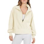 Sweat - shirt femme - fondupin - manches longues - col  fermeture clair - jaune