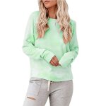 Sweat shirt femme - leoclotho - manches longues - col rond - coton - pissage - t - shirt - vert