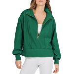Pull femme - fondupin - sweat - shirt  manches longues demi - zip pour lt - vert