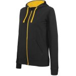 Sweat - shirt zipp capuche contraste kariban femme - noir / jaune