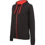 Sweat - shirt zipp capuche contraste kariban femme - noir / rouge