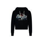 Sweat superdry femme vintage logo classic bleu coton