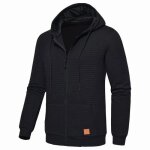 Sweat zippé à capuche homme - vitata - jacquard à carreaux - manches longues - noir Sweat zippé à capuche homme - vitata - jacquard à carreaux - manches longues - noir