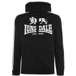 Sweat shirt - lonsdale - zipp  capuche noir - doublure polaire - 2 poches - logo lion blanc