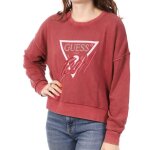 Sweatshirt coton col rond femme guess icon - acid vintage blush - xl