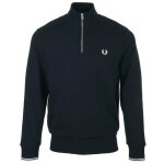 Sweatshirt  demi - zip fred perry - homme - navy - manches longues - col montant