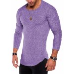 Sweatshirt homme - leoclotho - t - shirt col rond serr - manches longues - violet