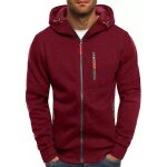 Sweatshirt homme rouge - sweat à capuche zippé - col montant - manches longues Sweatshirt homme rouge - sweat à capuche zippé - col montant - manches longues