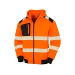 Sweat capuche zipp� hv en polyester recycl� result - orange / noir