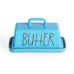 Sweejar beurrier cramique avec couvercle - beurrier en porcelaine pour beurre - 185x12x10 cm - bleu ...