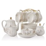 Sweejar service à thé en céramique avec tasses et soucoupes 22 pièces service à café en porcelaine tasses ... Sweejar service à thé en céramique avec tasses et soucoupes 22 pièces service à café en porcelaine tasses ...