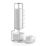 Sweejar tasses  caf empilables en cramique - lot de 6 tasses expresso 70 ml avec soucoupes et support ...