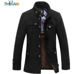 Swissant pardessus homme manteau de laine col montant veste en peluche duffel coat casuel classique ...