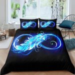 Symbole de linfini et plume parure de lit 3 pieces 1 housse de couette 220 * 240cm et 2 taies doreillers ...