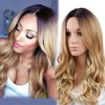 Synthtique perruques pour femmes noires blonde ombre naturel pas cher cheveux