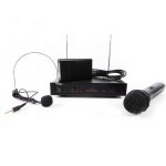 Syst�me microphone sans fil vhf 2 canaux - ibiza - ibiza vhf2h - 1 micro main + 1 serre?t�te - port�e ...