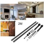 Systme de porte coulissante - leshp - 200cm - acier inoxydable - noir - installation facile