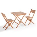 Table et 2 chaises pliante en bois deucalyptus - oviala