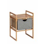 Table dappoint bois bahari bout de canap� bois avec tiroir de rangement en tissu bois bambou 40x56x40 ...
