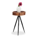 Table dappoint en bois de manguier tronc d?arbre pieds métalliques salon table chevet ronde 50cm de haut ... Table dappoint en bois de manguier tronc d?arbre pieds métalliques salon table chevet ronde 50cm de haut ...