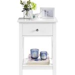 Table dappoint bout de canapé moderne en bois blanc avec tiroir et Étagère - yaheetech Table dappoint bout de canapé moderne en bois blanc avec tiroir et Étagère - yaheetech
