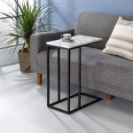 Bout de canap� debora table dappoint table � caf� table basse de salon cadre en m�tal noir et plateau ...