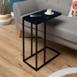 Bout de canap� debora table dappoint table basse de salon cadre en m�tal noir et plateau rectangulaire ...