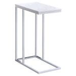 Bout de canap� debora table dappoint table basse de salon cadre en m�tal blanc plateau rectangulaire ...