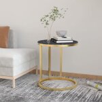 Table dappoint doré et marbre noir 45 cm verre trempé Table dappoint doré et marbre noir 45 cm verre trempé