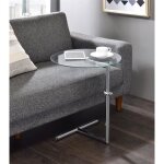 Table dappoint leonie bout de canap� rond table � caf� table basse hauteur r�glable en m�tal chrom� et ...