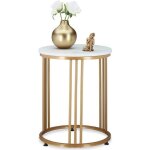 Relaxdays table d?appoint marmo métal et mdf bout de canapé rond salon couloir hxd 51 x 41 cm blanc / ... Relaxdays table d?appoint marmo métal et mdf bout de canapé rond salon couloir hxd 51 x 41 cm blanc / ...