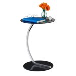 Relaxdays table d?appoint ronde pour salon design moderne verre et mtalhxd la desserte noire 50 x 40 ...
