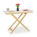 Relaxdays table dappoint pliable r�glable en hauteur bambou mdf hxlxp : 70x105x50 cm cuisine balcon nature ...